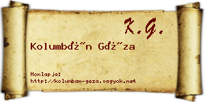 Kolumbán Géza névjegykártya