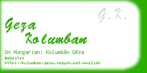 geza kolumban business card